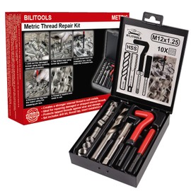 BILITOOLS M12x1.25 Thread Repair Kit, HSS Drill Helicoil Repair Kit Metric