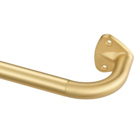 Brass Curtain Rod for Windows 84-144 Inch, Wrap Around Curtain Rods, Blackout Curtain Rod or Window, 3/4 Inch Diameter Room Darkening Curtain Rod, Adjustable Single Telescoping Drapery Rod