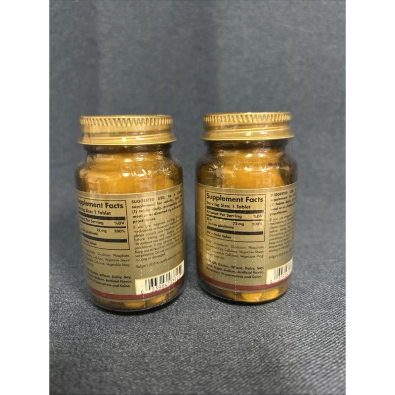 Solgar Zinc Picolinate 22mg 100 Tablets 2 Pack Exp 03/25