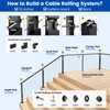Muzata Black Corner Cable Railing Post 36 Inch 36"x2"x2" T-drilled
