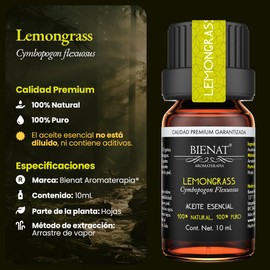 BIENAT AROMATERAPIA Aceite Esencial de Lemongrass 10mL