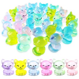 Zamety Resin Mini Figures, Pack of 30, Mini Animals Luminous, Six Colours Small Figures, Animals, Glow at Night Mini Figures for DIY Decoration of Miniature Landscape Gardens, Home Decorations
