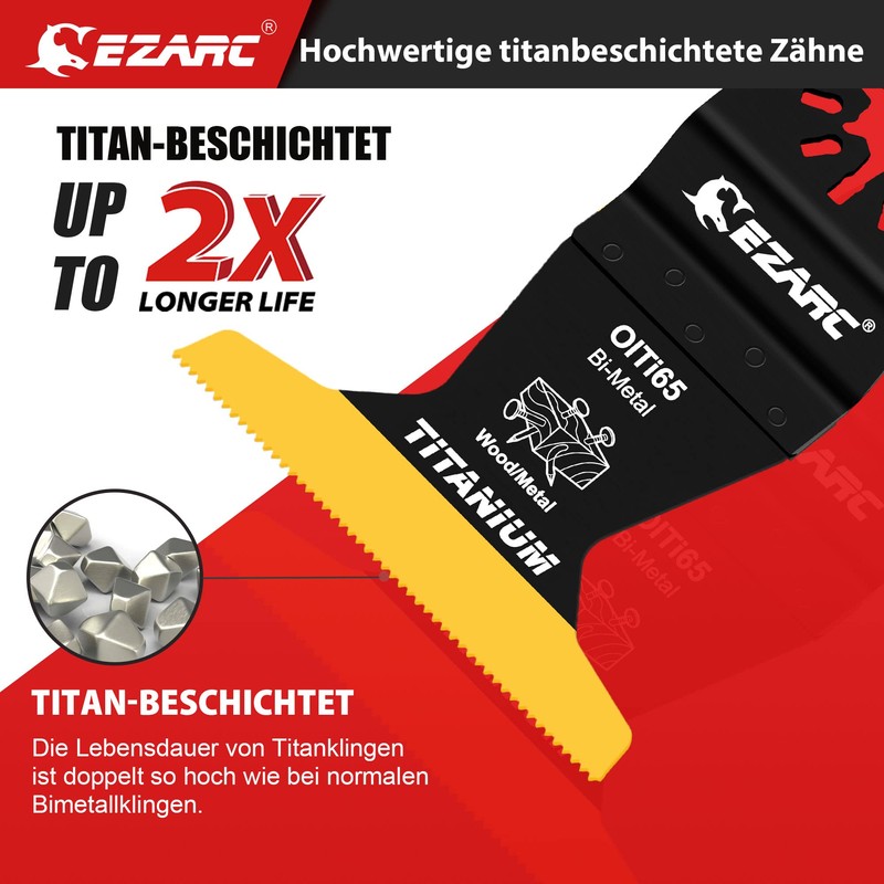 EZARC 3-Piece Multitool Saw Blades Titanium Extended Oscillating Saw Blades