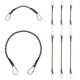 8Pcs Bungee Cords with Hooks, 30cm 60cm Bungee Straps with Carabiner Clips, Multi-Purpose Elastic Straps with Hooks for Camping, Luggage, Military green