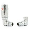 Hot Flow Chrome Estuary Corner TRV Thermostatic Radiator Valve (Pair)