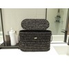 Coeusy Black Toilet Paper Basket with Lid,Wicker Toilet Paper Storage