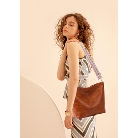 Crossbody Bag for Women Soft PU Leather Tote Shoulder Bag with Adjustable Wide Guitar Strap Medium Size Trendy Hobo Bag For Travel Shopping Work (Brown)