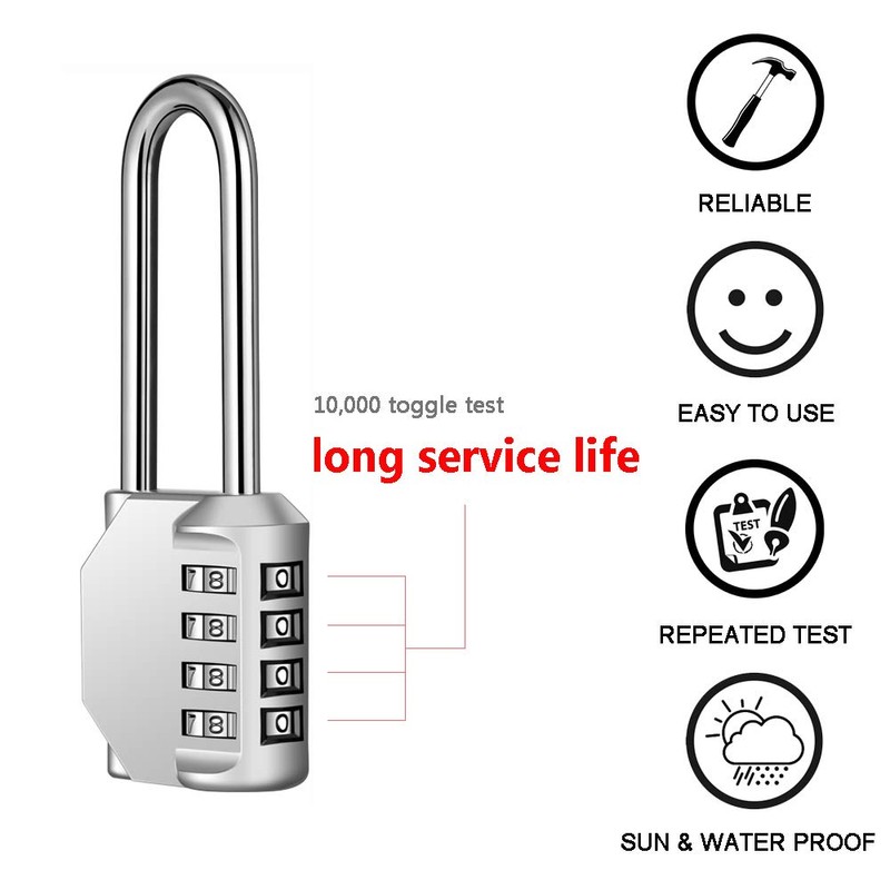 Disecu 4 Digit Combination Lock 2.5 Inch Long Shackle Outdoor