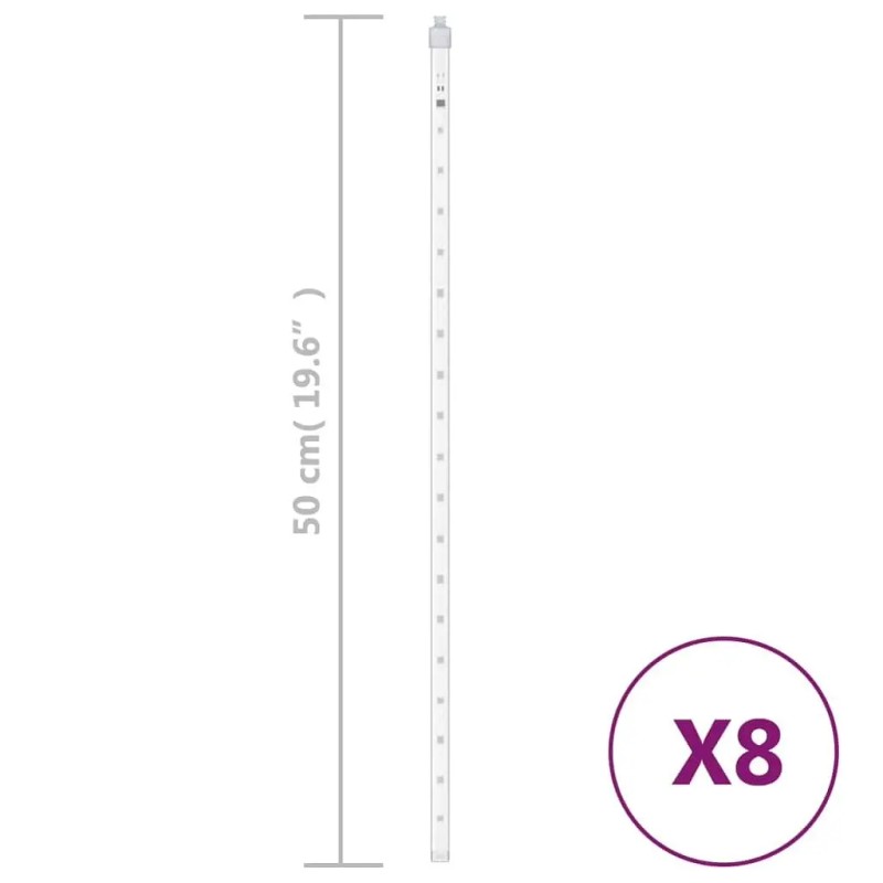 W2B VidaXL Meteor Light Set 8 Blue Plastic 19.7\" Tubes