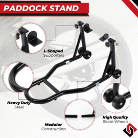 Motorcycle Stand Front and Rear，882lbs/400kg Load Capacity Lift with U + L Fork Swingarm Spool, Heavy Duty Rear Wheel Stand Motorcycle Lift Jack Stand, fit for Suzuki Yamaha Honda Kawasaki, Black