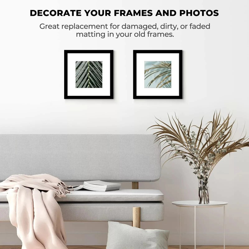 Unbranded 12x12 White Pre-Cut Picture Mats for 8x8 Photos Prints