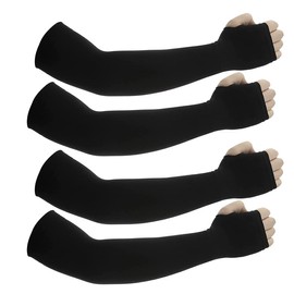 JUSDIQIR Sun Protection Arm Sleeves With Thumb Holes for Men Women, Cooling Compression UV Arm Cover, Outdoor Sports Sleeve (Black 2 Pairs)