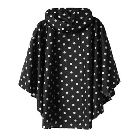 SaphiRose Lightweight Kids Rain Poncho Jacket Waterproof Outwear Rain Coat Black Polka Dot XX-Large