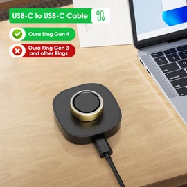 BOVIPO Compatible with Oura Ring Gen4 Charger Fast Charging Dock with USB-C Cable for Smart Ring (Black, Size 10)