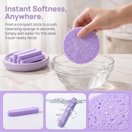 72 esponjas faciales comprimidas, esponjas faciales redondas de celulosa, esponja de limpieza facial reutilizable para el cuidado diario de la piel y desmaquillante facial