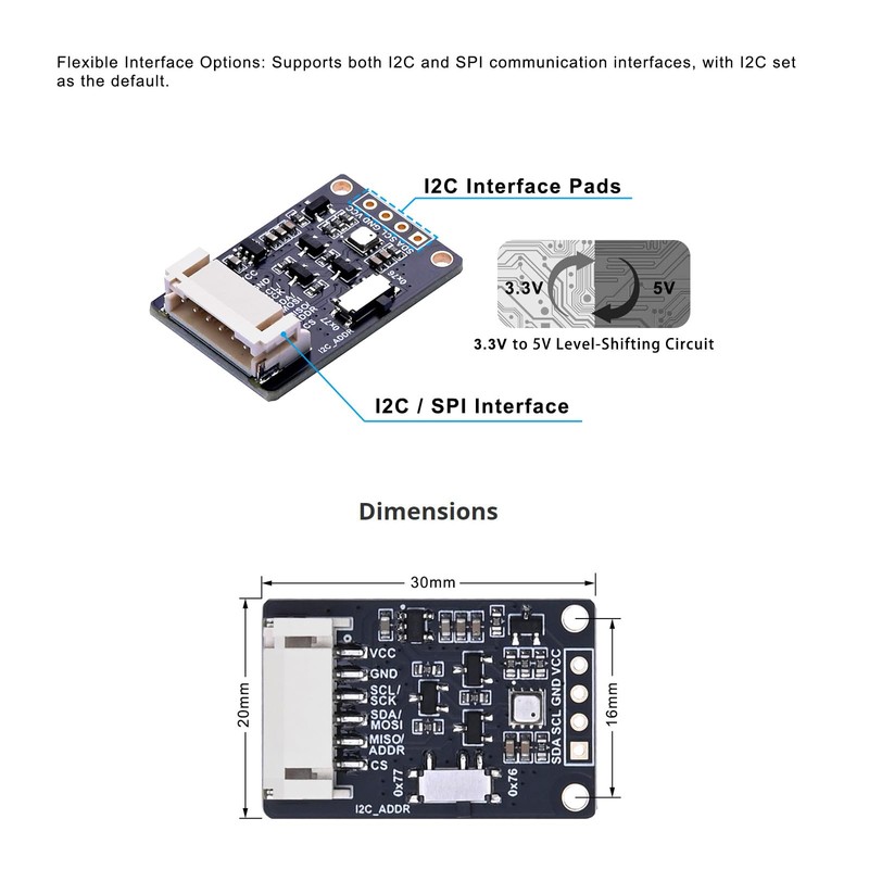 WatangTech BME688 Environmental Sensor, AI-Enhanced, Monitors Temperature, Humidity, Pressure &