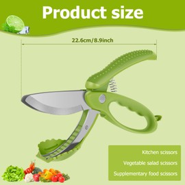 Salad Scissors Salad Chopper Vegetable Chopper Scissors for Salad Toss and Chop Salad Tongs Heavy Duty Kitchen Salad Scissors Multifunction Double Blade Salad Cutting Tool Salad Making Tools
