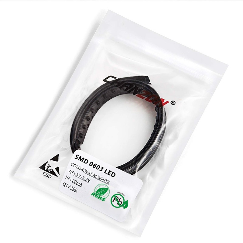 Chanzon 100 pcs SMD 0603 (1.6mm x 0.8mm) Warm White