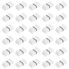 sourcing map Straight Slide Potentiometer Flat Push Knob Plastic Flat Push Knobs for Potentiometer,Guitar, Console,Volume,Bass Insert Shaft 8x1mm/0.31x0.04 Inch White Black Pack of 30