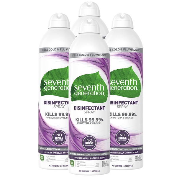 Seventh Generation Disinfectant Spray, Lavender Vanilla & Thyme, 13.9 Ounce (Pack of 4)