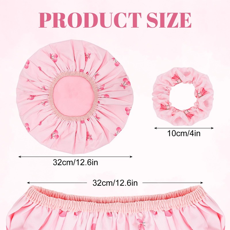 Double-Sided Shower Cap for Women, 2 in 1 Reusable Waterproof