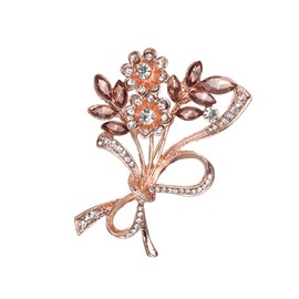 BriLove Bridal Flower Bouquet Brooches for Women Corsage Rhinestone Marquise Wedding Brooch Pin Purple Rose-Gold-Toned