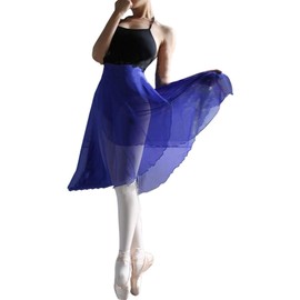 Hoerev Women Girls Adult Sheer Wrap Skirt Ballet Skirt Ballet Dance Dancewear,RoyalBlue,M