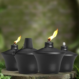 FALBAWR 4-Pack Citronella Tabletop Torches, 14.5 oz Table Top Torches for Outdoor, Metal Oil Burner Candles, Garden Torches with Fiberglass Wick for Yard, Patio, Deck, Garden, Party, Landscape