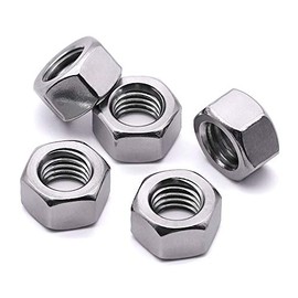 5/16-18 Stainless Steel Finished Hex Nut, 304 Stainless Steel 18-8 Hexagon Nut, Bright Finish, Full Thread, ASME B18.2.2, 25 of Pack