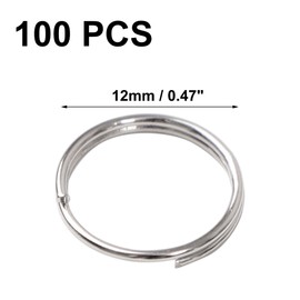 sourcing map 12mm Stainless Steel Key Rings, 100 Pcs Small Round Split Keyrings Loops, Keychains O Jump Ring for Home Car Office Keys Attachment, Silver