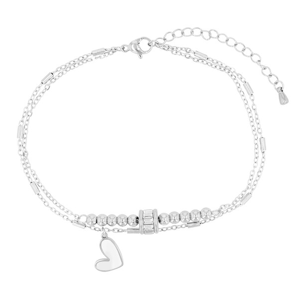 Akzent Fußkette Damen Edelstahl 2-reihig 21,5+5 cm verstellbar – hypoallergen