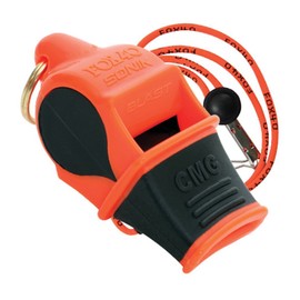 Fox 40 Sonik Blast Cushion Mouth Group Sports and Safety Loud Whistle with Lanyard, Orange & Black (2 Pack)