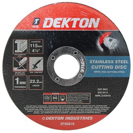 Dekton 115mm Cutting Disc Stainless Steel Ultra Thin- Diameter 115mm| 22.2mm Arbor| 1mm Thickness| Ideal For Cutting Steel| Compatible with most angle grinders| Ensuring minimal material loss.
