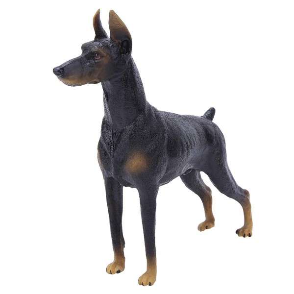 Zerodis Black Doberman Figurine,Simulation Miniature Solid Noble Hound Actions Model