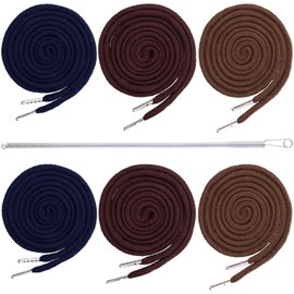 Winsyison 6pcs Drawstring Cord with Spring Threader Tool, 57.4in Hoodie String, Replacement Drawstring for Sweatpants Pants Hoodies Jackets Bags- Brown & Coffee & Dark Blue