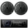 Pyle PLRMR27BTB Single DIN USB/AUX Bluetooth Marine Receiver & 2x