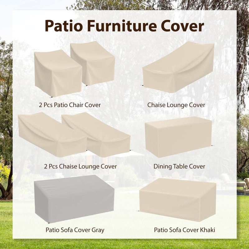 Waterproof Patio Chaise Lounge Cover, Heavy Duty Outdoor Lounge Chair