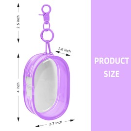 Linsaner 1|2|4 Pack Storage Bag for Organizing Data Cables, Earphone, Chargers, Keys, Change, Blind Box Doll Transparent Display Bag, Tech Pouch, Portable Multi-Function Storage (Purple,1 Pack)
