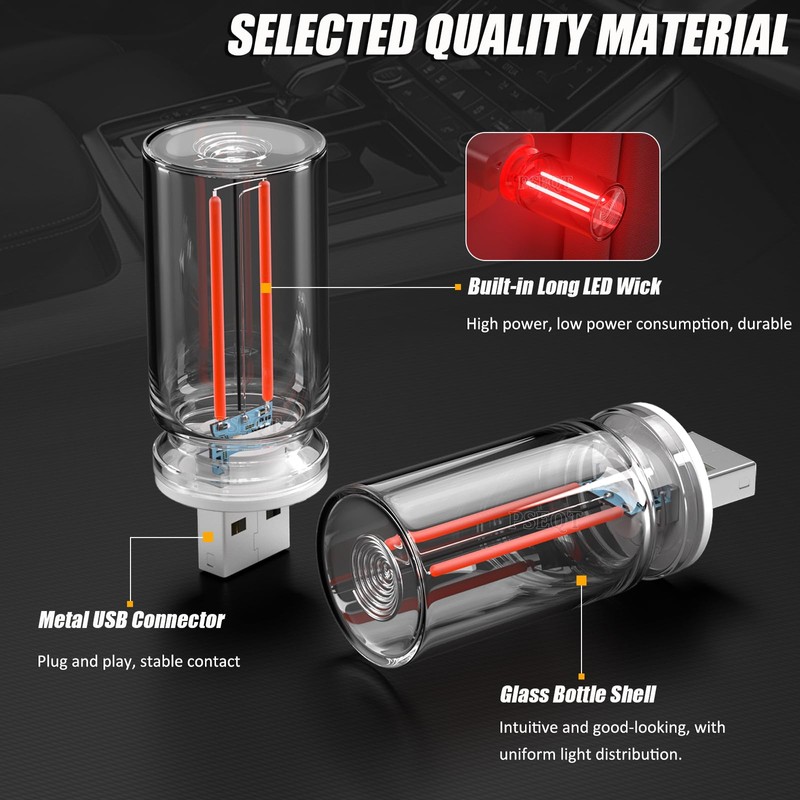 PSEQT USB Car Retro Interior Lights, Touch Dimming Mini Neon