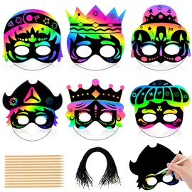 AUGSUN 30PCS Crafts，Colorful Rainbow Scratch Mask DIY Magic Scratch Off Cards Activity Project (Purim)