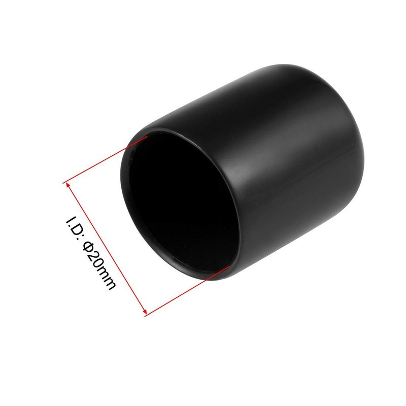 TOP-VIGOR 20Pcs Rubber End Caps Black, 20mm ID Round Flexible