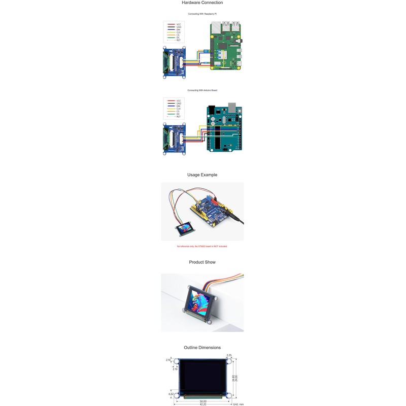 Coolwell 1.27 Inch RGB OLED Module for Raspberry Pi/Arduino/STM32 128
