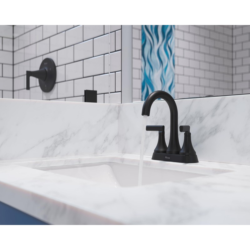 Pfister Vedra Bathroom Sink Faucet, 4-Inch Centerset, 2-Handle, 3-Hole, Matte