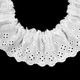 5 Yards 3'' Wide Sewing Cotton Ribbon, Vintage Pleated Lace Trim Cotton Lace Trim for Sewing Crafts Clothing Decoration Wedding Bridal DIY (White)