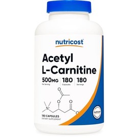 Nutricost Acetyl L-Carnitine (ALCAR) 500mg, 180 Capsules, 180 Servings - Non-GMO and Gluten Free, 1 Capsule per Serving