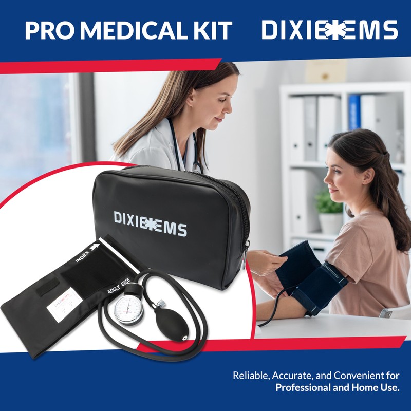 Dixie EMS Deluxe Aneroid Sphygmomanometer Blood Pressure Set W/Adult Cuff,