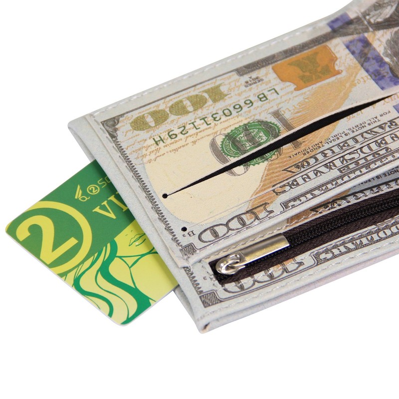 LUI SUI Men Us Dollar Bill Wallet Billfold Leather Credit