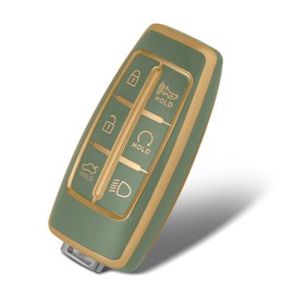 WORCAS Soft TPU Key Fob Cover Case Compatible with Hyundai Genesis GV80 GV90 G70 G80 G90 GV70 6 Button keyless Entry Remote Control Smart Key(Green)