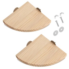 WADY Parrot Platform, 2 Pcs Parrot Wooden Platform Stand, Bird Wooden Perch Stand Platform Cage Accessories, Hamster Standing Board, Playground Exercise Toys for Parakeet Cockatiels (Wood, M)