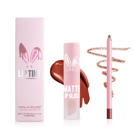 VIOLA HOUSE Lipstick Lip Liner Set, Matte Lipstick Liquid, Lip Liner Pencil, Waterproof and Non-Fade, Nude Lip Liner Lip Gloss (8)